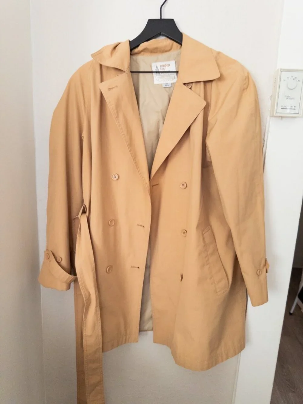 Vintage London Fog Short Trench Coat - tie waist, double breasted buttons - 14R